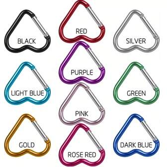 1/2/10/20 件心形钥匙扣 - 背包迷你钥匙扣夹、小型登山扣和钥匙链挂钩、完美的配饰礼物、钥匙扣工具礼品背包露营徒步旅行