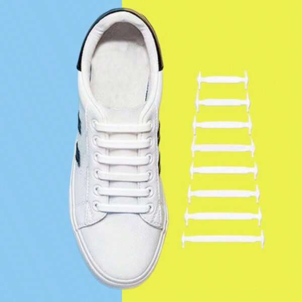 32pcs/2 Packs Black & White Solid Color Slouchy Silicone Shoelaces, Suitable For Sneakers, Canvas Shoes, Unisex, All Seasons
