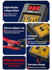Car Relay Tester Voltage Tester Digital Relay Detector Universal 11-25V Automotive Car Battery Checker LED Indicator Light Relay Diagnostic 4/5 Foot Socket Relay Analysis