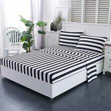 Best Season 4 Piece Bed Sheet Set - Full Size - Soft Microfiber Bedding Sheet Set, Deep Pocket, Stain, Fade & Wrinkle Resistant (Plaid Black & White), Luxury Comfortable - 黑白條紋 - 查看 4