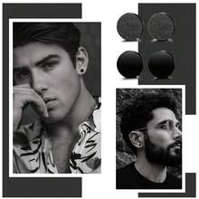 12/4 Pairs Minimalist Ear Piercing Barbell Earrings, Geometric Personalized Earrings, Black Vacuum Plated Punk Triangle Earrings For Men