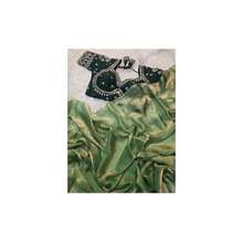 Green Silk Saree With Readymade Blouse Free UK Next Day - Multicolor - View 1