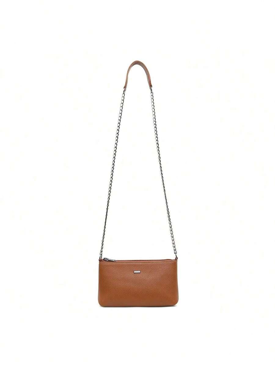 Vittal Clutch Annelise Women's Bag In Genuine Leather Black With Chain Strap - Lạc đà - Xem 1