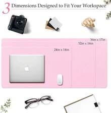 TOWWI PU Leather Desk Pad With Suede Base, Multi-Color Non-Slip Mouse Pad, 36" X 17" Waterproof Desk Writing, Large Desk Blotter Protector (Voilet) - 淺粉色 - 查看 3