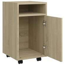 Mobiletto laterale Larryhot con ruote in legno ingegnerizzato Sonoma Oak, bello e pratico, ideale per riporre oggetti e decorare la casa. - Castano - Visualizzare 6