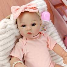 1pc Soft Cloth Body Half Glue Simulation Dolls 46cm Pink Dress Cute Reborn Doll Playing House Accompanying Toys Birthday Gifts