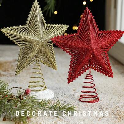 1 Piece Christmas Tree Top Star 9.25in, Suitable For Home, Christmas Tree Decoration And Outdoor Party Decoration. Festival Interior Decoration, Used For Indoor And Outdoor Decoration Of Christmas//Birthday/Festival Parties Home Decor Christmas Decorations Room Decor Winter Christmas Decorations Home Christmas Gifts Christmas Decor