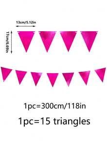 1 套/15 件热粉色派对装饰品，包括三角旗、紫红色闪亮卡片花环、单身派对、婚礼、新娘送礼会、周年纪念、火烈鸟生日派对装饰品 - 亮面玫紅 - 查看 2