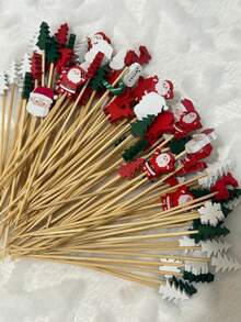 每包100个圣诞随机混合水果竹签。这些竹签色彩缤纷，创意十足，图案包括圣诞老人、圣诞雪人、圣诞树、鹿、雪花和圣诞老人头像。它们可以用作鸡尾酒签、蛋糕叉、烤肉串、蜜饯山楂签和装饰牙签。 - 彩色 - 查看 9
