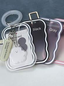 1 Stück Rückkehr zur Schule transparente Farbverlauf wellige Kartenhülle mit niedlichem Wolken- & inspirierendem Zitat-Anhänger - strapazierfähige TPU Buskartenhalter für den Campus, Urlaubsgeschenke