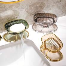 1 件豪华锻铁椭圆形肥皂盒，带金色铁架的装饰性浴室肥皂托盘，创意肥皂盒，时尚浴室和厨房水槽配件，带有瀑布排水孔，可保持肥皂干燥整洁，节省空间的台面整理器和防锈表面，适用于淋浴和台面整理，适用于浴室、厨房水槽 - 彩色 - 查看 4
