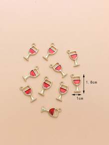 10pcs Red Wine Glass & Blue Goblet Zinc Alloy Drip Oil DIY Pendant Jewelry Accessories, Suitable For Daily Wear Necklace, Bracelet, Earrings