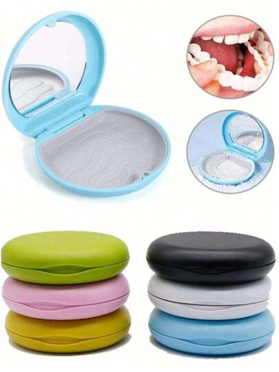 LINKOOL 1 Stück Aligner Reise-Set, Zahnspangen Retainer Etui, magnetisches Zahnspangen Retainer Etui mit Spiegel Reise Zahnprothesen Aufbewahrungsbox, tragbare Zahnspangen Etui, Zahnspangen Aufbewahrungsbox, süßes schlankes Aligner Etui kompatibel mit Invisalign, Nachtmundschutz Etui