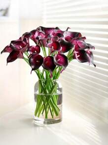 1/10pcs Elegant Dark Purple Calla Lily Artificial Flowers Suitable For Wedding, Party, Living Room, Bedroom, Dining Table, Office, Gift, Floral Arrangement, Garden Decoration, Home Decoration, Room Decoration