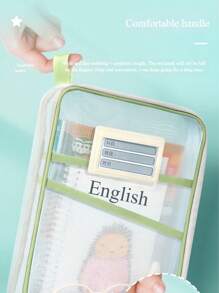 4件装透明文具收纳文件夹热销加厚网状拉链文件包装A4尺寸学校办公用品旅行收纳袋 - 彩色 - 查看 6