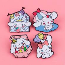 Sanrio 4pcs/Set Cute Enamel Pin Lapel Pins Badges On Backpack Women's Brooch Clothes Gift Jewelry Fashion Accessories
