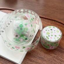 Foil Sticker Roll, Embossed Silver Small Roll Planner Washi Tape, PET Letter, Star, Clover, Minimalist Small Elements DECO