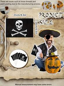 20pcs Pirate Flag, Small Pirate Stick Flag For Pirate Party Small Hand Held Jolly Roger Flags For Halloween Party Decorations Skull Flag Party Celebration Decor For Halloween Party Decor, Trick-Or-Treating, And Table Centerpieces For Halloween Party Supplies - Multicolor - View 7