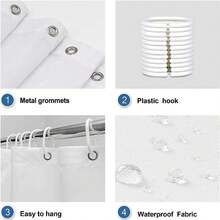 This Fashionable And Creative Shower Curtain Features A Minimalist Modern Design With A Gold Ginkgo Leaf Pattern. It Is Waterproof, Mildew-Resistant, Machine Washable, And Made Of Polyester Fabric That Is Non-Opaque And Breathable. The Color May Vary Slightly Due To Lighting Conditions. Includes 12 Hooks, Making It An Ideal Choice For Bathroom Art Decor. - Multicolor - View 9