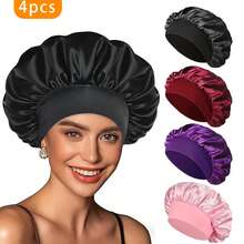 Awegeo Gorro de dormir de seda para mujer, gorro de satén para el cabello, gorro de dormir de seda suave y elástico, cubierta de cabello de seda para cabello rizado, decoración del hogar y el baño, gorro de verano para el cabello, playa, vacaciones - Multicolor - Ver 10