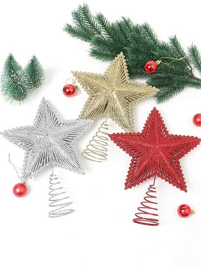 1/3pcs Hollow 3D Star Topper For Christmas Tree, Christmas Decoration Home Decor Christmas Decorations Room Decor Christmas Decorations Home Christmas Gifts Christmas Decor
