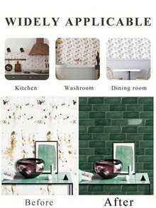 10pcs/Pack Removable 3D Ceramic Tile Stickers, Easy To Install, Waterproof, Self-Adhesive Wallpaper For Kitchen, Furniture, Kitchen Backsplash, Bathroom, Room Decor, Holiday Party Background - Multicolor - View 10