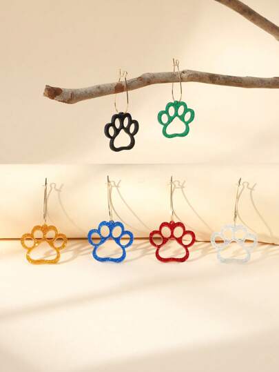 1 Pair New Acrylic Cat Paw Cute Personalized Footprint Design Earrings, Suitable For Festivals And Daily Wear