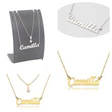 Camilla Name Necklace Gold Plated Or Black Plated Silver Stainless Steel Normal Letter Chain Double Double Choker With Light Point