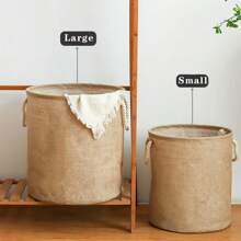 1pc Jute Laundry Basket, Large Capacity Laundry Hampers, Foldable Storage Baskets, Collapsible Laundry Baskets For Clothes, Towels & Toys Storage, Indoor Laundry Hampers, Perfect For Bathroom, Dorm, Laundry Room Organization And Storage