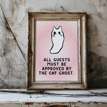 Set Of 3 Cute Ghost Halloween Wall Art Prints, Pink Aesthetic Ghost Poster Set For Bedroom, Living Room, Entryway, Holiday Hosting Decor, Halloween Sign Art For Girl Room Decor, Unframed Canvas Printable Wall Decor, Halloween Fall Autumn Home Decoration, Home Decor Living Room, Pink Halloween Decor