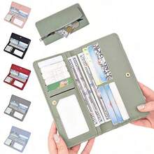 Unisex PU Leather Wallet Slim Credit Card Slots Zipper Closure Women Purse Long Wallet For Women Wallet Purse Wallet - Multicolor - View 3