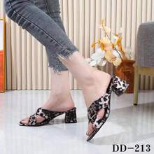 Summer Women's Chunky Heel Sandals - Leopard Print/Metallic Sheen/Minimalist Versatile Style - Fashionable One-Strap Slides, Suitable For Young People - LEOPARD - View 3