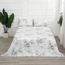 Best Season 4 Piece Bed Sheet Set - Full Size - Soft Microfiber Bedding Sheet Set, Deep Pocket, Stain, Fade & Wrinkle Resistant (Plaid Black & White), Luxury Comfortable - White Marble - 查看 2