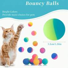 15pcs Cat Toy Bouncy Balls, Interactive Cat Toys Balls, 32mm High Indoor Cat Bouncy Balls, Colorful Rubber Large Bounce Ball, Pet Toy Balls Gift For Kitty