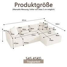 Vollkomprimiertes knochenloses Sofa – Cloud-Kombinationssofa mit L-Liegestühlen | Modernes modulares Sofa mit tiefen Sitzplätzen, gepolstert für Wohnzimmer & Schlafzimmer | Weiches Sofa (Cloud-komfortabel), flexibel kombinierbar, hochwertige Polsterung für maximalen Sitzkomfort