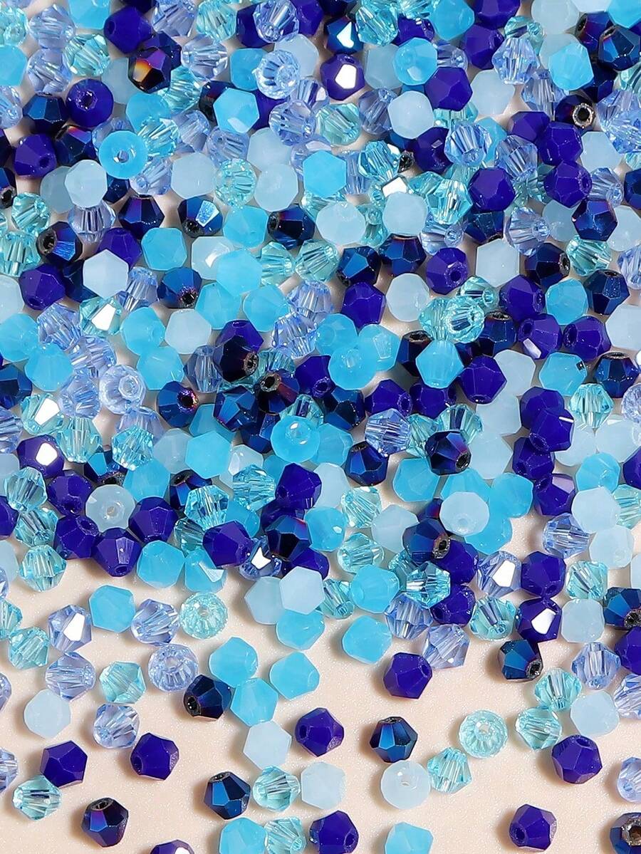 1 Pack Assorted Blue Glass Crystal Spike Beads, Random Shades