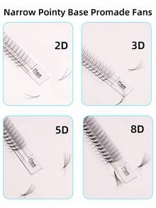 800PCS 20 Rows XXL Tray 2D Promade Volume Fans Lashes Trays Pestañas 0.10mm Thickness C D Curl 8-15mm Mix Natural Long Super Soft Handmade Fans Lashes Extensions Mega Tray Ultra Dark Pointy Thin Base Imported Korean PBT Fiber For Professional Beauty Festive Christmas - màu đen - Xem 3
