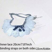 1pc Cute Bowknot Cat Collar With Bib And Saliva Towel Knitted Neck Guard Pet Collar Decoration Mouth Cover Lovely Dog Photography Prop - Multicolor - View 3