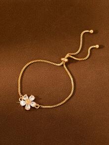 Teenager Luxury Style Flower Shaped Adjustable Bracelet Sweet Suitable For Daily Wear - one-size - View 1