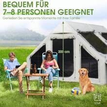 8-Personen Luftzelt mit Luftpumpe, Allwetter-Blow-Up-Zelt mit Privatschieber, Schnellaufbau-Familienzelt für Glamping, Wandern, Angeln und Garten