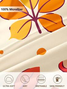 3pcs/Set Halloween Maple Leaves Pumpkin Digital Print Duvet Cover Set(1 Duvet Cover & 2 Pillowcase)Soft And Skin-Friendly Duvet Cover Bedding Set For Home, All Season Bed Sheets Set Halloween Gift - Multicolor - View 5