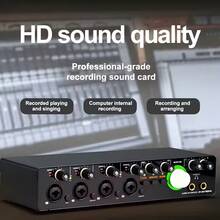Depusheng Audio Interface MD44 Sound Card AD Converter With Monitoring Electric Guitar Live Recording For Studio Singing Podcast - màu đen - Xem 2