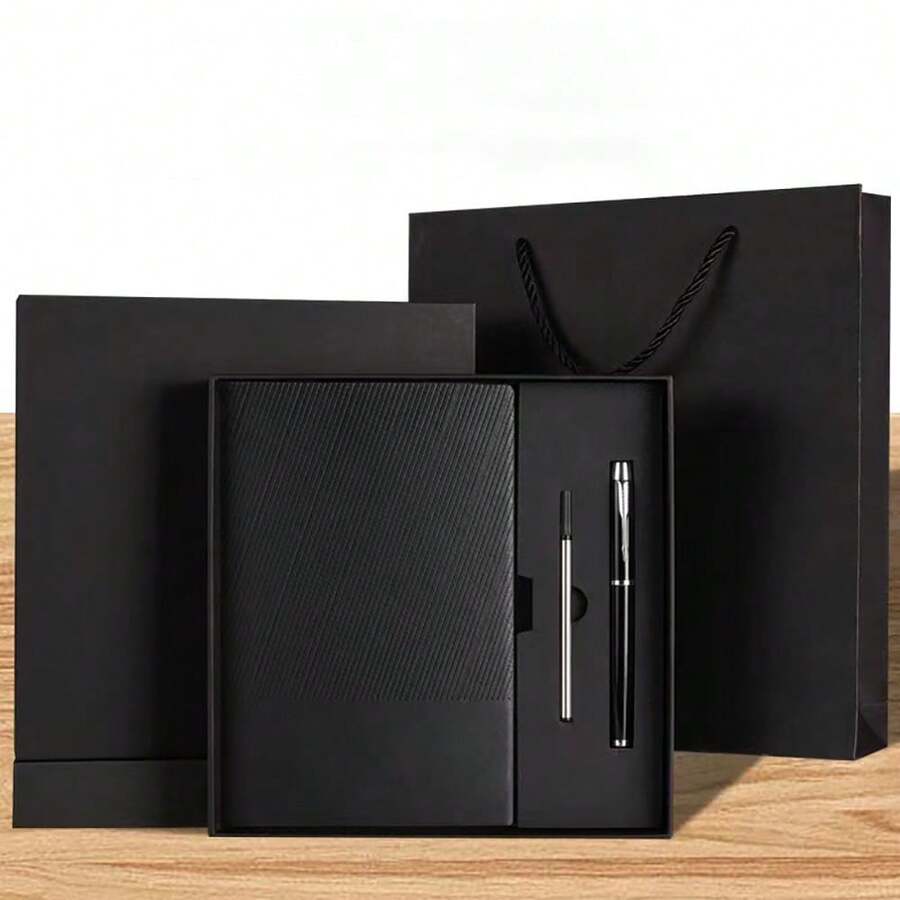 New Employee Welcome Gift Set, Notebook And Pen, Team Welcome Box, Employee Recognition Gift Set For New Office Workers - 黑色 - 查看 1