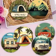 1set/4buc/6buc suporturi pentru pahare de noroi cu diatomee, model de foc de tabără pentru camping, suporturi pentru cafea cu motive florale, decorațiuni multi-ocazie pentru casă și restaurant, cadouri de festival, decorațiuni de masă, decorațiuni zilnice, decorațiuni pentru petreceri tematice.