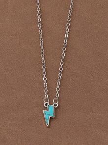 SUPBORA 6pcs/Set Vintage Western Cowboy Style Turquoise Charm Pendant Chain Necklace, Suitable For Women's Daily Wear, 20 Inches Long - Antique Silver - View 5