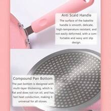 Juego de sartenes antiadherentes, juego de sartenes de fondo plano antiadherentes, juego de utensilios de cocina rosa con revestimiento antiadherente, juego de cocción antiadherente de 25,4 cm, 20,3 cm y 15,2 cm apto para todo tipo de cocinas (rosa), suministros para cena familiar, suministros para fiestas