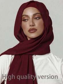 2pcs Women Scarf & Cap Set, Versatile Underscarf Cap Combo, Hijab, Middle East Ramadan Abaya Matching, Elastic Undercap, Chiffon Scarf & Cap Set, Casual Outfit - Burgundy - View 3