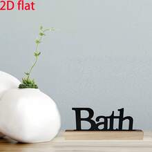 1pc Minimalist Wooden "Bath" Decor Ornament - Black 3D Font, Paired With Wooden Base, Suitable For Bathroom, Vanity Decor, For Those Pursuing Refined Living And Bathroom Space Decoration - BATH - View 2