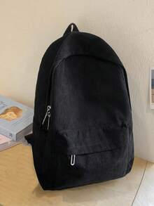 1 Balo du lịch màu trắng trơn đơn giản, tối giản, thường ngày, kiểu dáng trẻ trung, có ngăn đựng máy tính xách tay, dung tích lớn 16 inch, túi đựng máy tính, ba lô vải nhung, có dây đeo có thể điều chỉnh, nhiều ngăn, ba lô đựng sách, ba lô nhẹ, di động, có khóa kéo, mặt dây chuyền hình đám mây sang trọng, ba lô đi học cho học sinh mới tốt nghiệp, thanh thiếu niên, nữ sinh và sinh viên đại học, dùng cho các hoạt động ngoài trời, du lịch, trung học cơ sở và trung học phổ thông/đại học - màu đen - Xem 4
