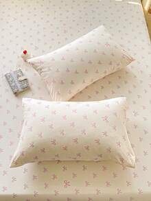 2 件 100% 涤纶粉色蝴蝶结印花枕套（不含枕芯），柔软舒适，适合所有季节 - 彩色 - 查看 3